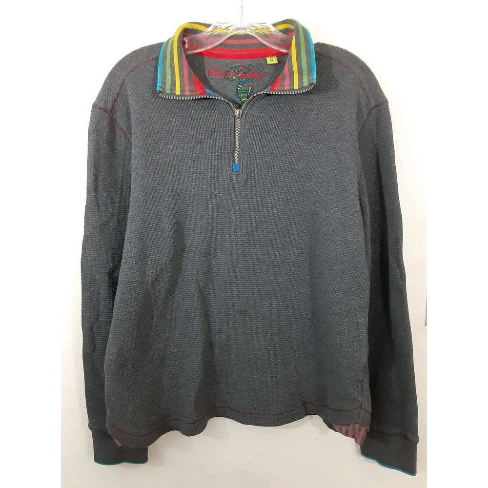 Robert Graham Size Medium Rainbow Collar Gray Pullover thermal half Zip Sweater